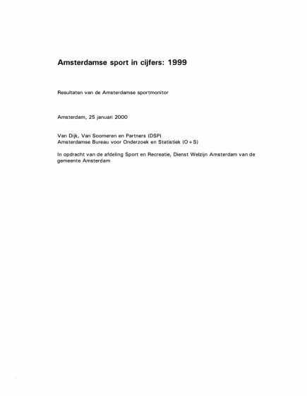 Amsterdamse sport in cijfers: 1999 – Amsterdamse sport in cijfers: 1999