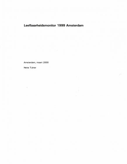 Leefbaarheidsmonitor 1999 Amsterdam – Leefbaarheidsmonitor 1999 Amsterdam