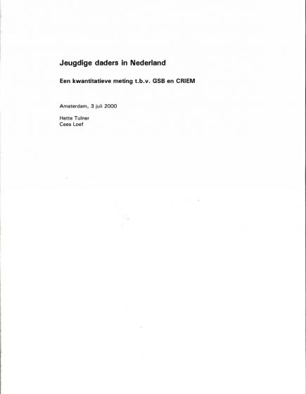 Jeugdige daders in Nederland – Jeugdige daders in Nederland