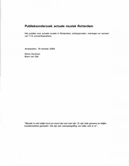 Publieksonderzoek actuele muziek Rotterdam – Publieksonderzoek actuele muziek Rotterdam