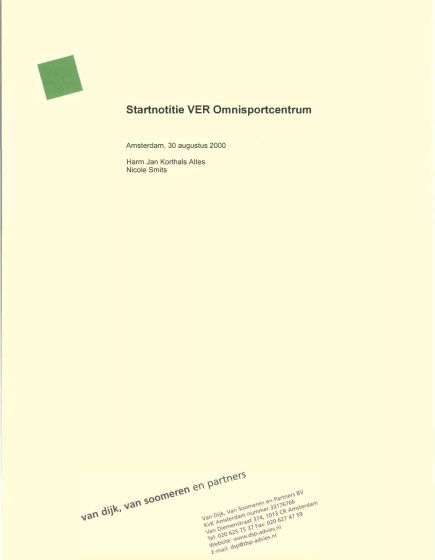 Startnotitie VER Omnisportcentrum – Startnotitie VER Omnisportcentrum