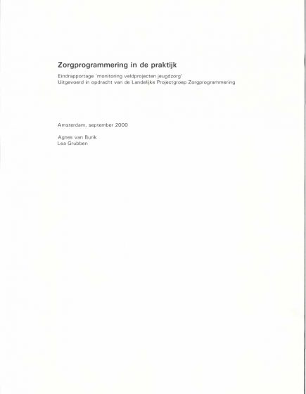 Zorgprogrammering in de praktijk – Zorgprogrammering in de praktijk