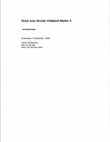 Quick scan Sociale Veiligheid Mahler 4 – Quick scan Sociale Veiligheid Mahler 4