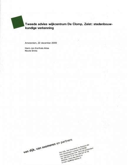 Tweede advies wijkcentrum De Clomp, Zeist: stedenbouwkundige verkenning – Tweede advies wijkcentrum De Clomp, Zeist: stedenbouwkundige verkenning