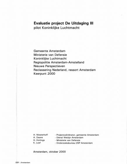 Evaluatie project De Uitdaging III – Evaluatie project De Uitdaging III