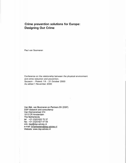 Crime prevention solutions for Europe: Designing Out Crime – Crime prevention solutions for Europe: Designing Out Crime