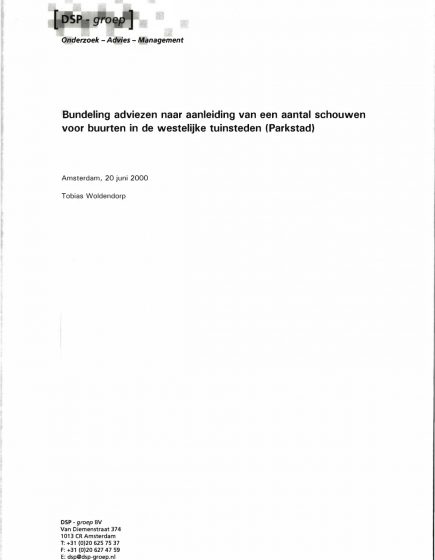 Bundeling adviezen naar aanleiding van een aantal schouwen voor buurten in de westelijke tuinsteden (Parkstad) – Bundeling adviezen naar aanleiding van een aantal schouwen voor buurten in de westelijke tuinsteden (Parkstad)