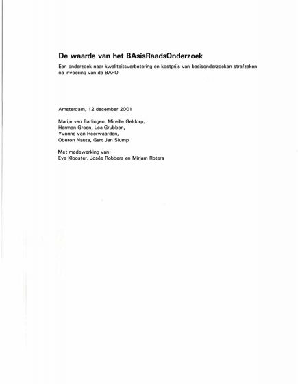 De waarde van het BAsisRaadsOnderzoek – De waarde van het BAsisRaadsOnderzoek