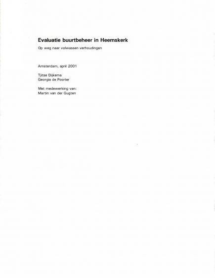 Evaluatie buurtbeheer in Heemskerk – Evaluatie buurtbeheer in Heemskerk