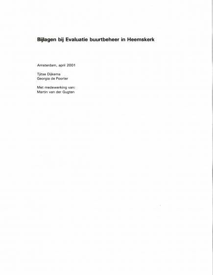 Bijlagen bij Evaluatie buurtbeheer in Heemskerk – Bijlagen bij Evaluatie buurtbeheer in Heemskerk