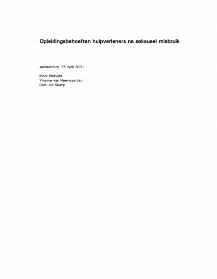 Opleidingsbehoeften hulpverleners na seksueel misbruik – Opleidingsbehoeften hulpverleners na seksueel misbruik