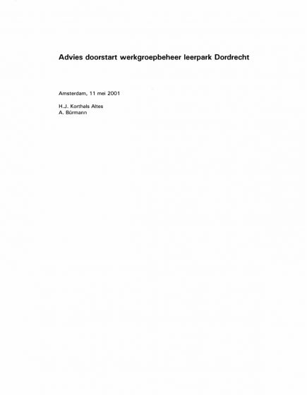 Advies doorstart werkgroepbeheer leerpark Dordrecht – Advies doorstart werkgroepbeheer leerpark Dordrecht