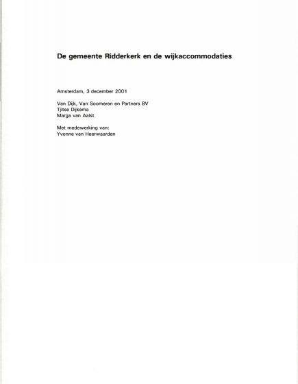 De gemeente Ridderkerk en de wijkaccommodaties – De gemeente Ridderkerk en de wijkaccommodaties
