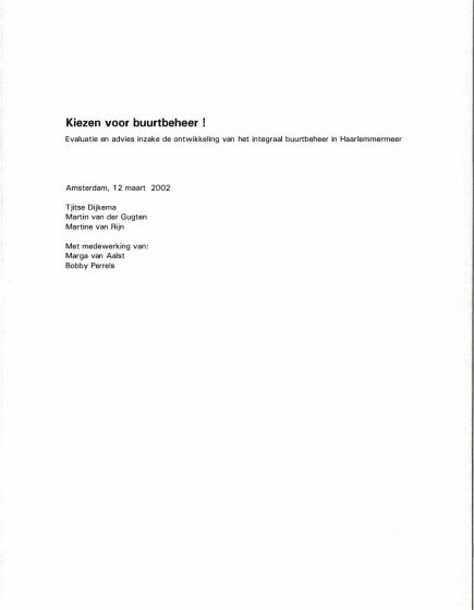 Kiezen voor buurtbeheer! – Kiezen voor buurtbeheer!