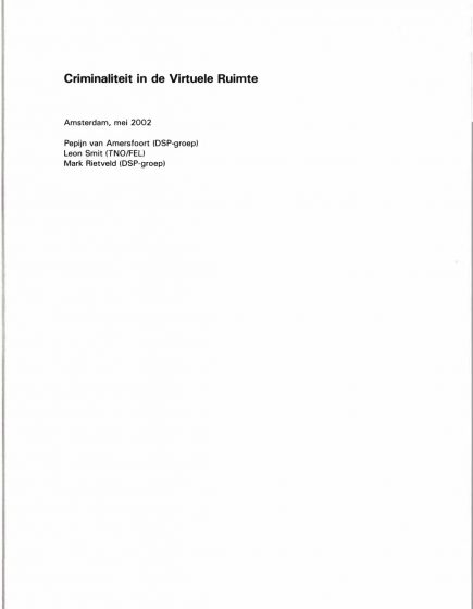 Criminaliteit in de Virtuele ruimte – Criminaliteit in de Virtuele ruimte
