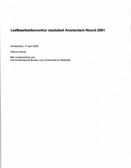 Leefbaarheidsmonitor stadsdeel Amsterdam-Noord 2001 – Leefbaarheidsmonitor stadsdeel Amsterdam-Noord 2001