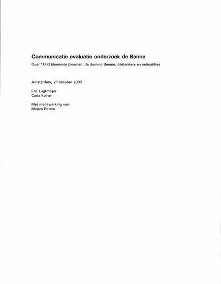 Communicatie evaluatie onderzoek de Banne – Communicatie evaluatie onderzoek de Banne