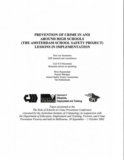 Prevention of crime in and around high schools (The Amsterdam school safety project) – Prevention of crime in and around high schools (The Amsterdam school safety project)