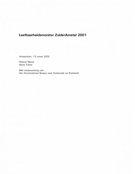 Leefbaarheidsmonitor ZuiderAmstel 2001 – Leefbaarheidsmonitor ZuiderAmstel 2001