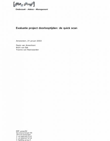 Evaluatie project doorlooptijden: de quick scan – Evaluatie project doorlooptijden: de quick scan