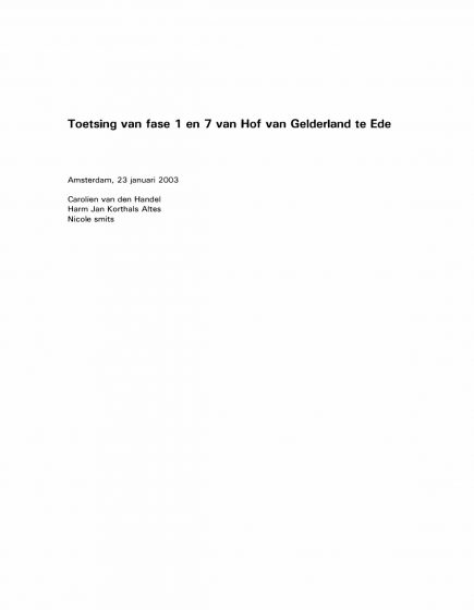 Toetsing van fase 1 en 7 van Hof van Gelderland te Ede – Toetsing van fase 1 en 7 van Hof van Gelderland te Ede