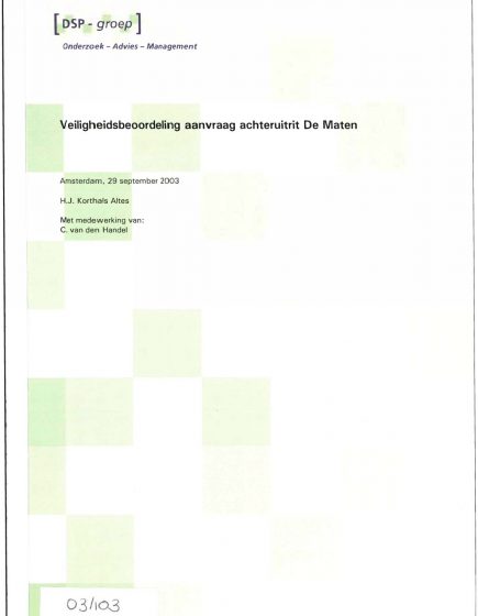 Veiligheidsbeoordeling aanvraag achteruitrit De Maten – Veiligheidsbeoordeling aanvraag achteruitrit De Maten