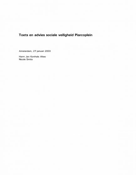 Toets en advies sociale veiligheid Piarcoplein – Toets en advies sociale veiligheid Piarcoplein