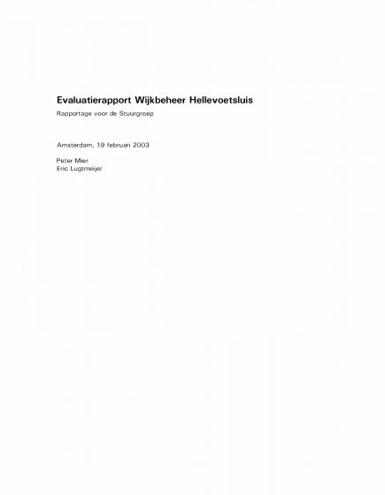 Evaluatierapport Wijkbeheer Hellevoetsluis – Evaluatierapport Wijkbeheer Hellevoetsluis
