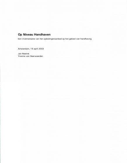 Op Niveau Handhaven – Op Niveau Handhaven
