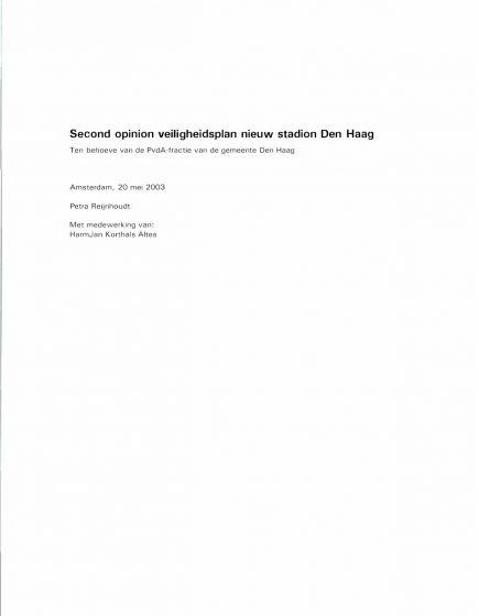 Second opinion veiligheidsplan nieuw stadion Den Haag – Second opinion veiligheidsplan nieuw stadion Den Haag