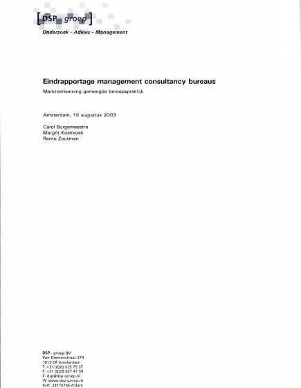 Eindrapportage management consultancy bureaus – Eindrapportage management consultancy bureaus