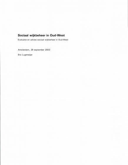 Sociaal wijkbeheer in Oud-West – Sociaal wijkbeheer in Oud-West