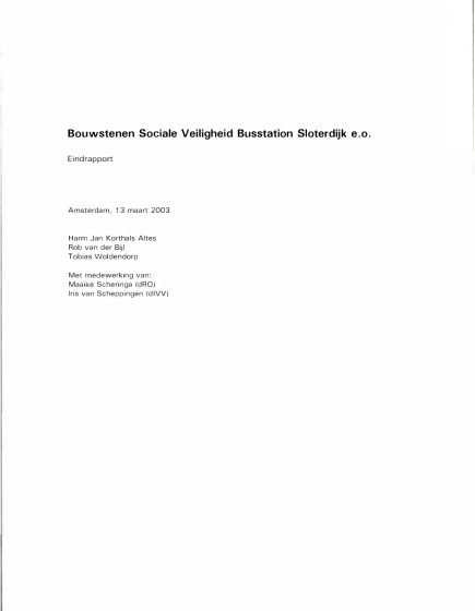 Bouwstenen Sociale Veiligheid Busstation Sloterdijk e.o. – Bouwstenen Sociale Veiligheid Busstation Sloterdijk e.o.