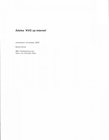 Advies ‘KVO op internet’ – Advies ‘KVO op internet’