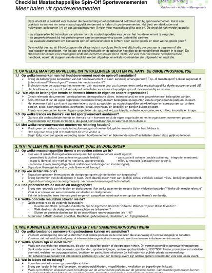 Checklist Spin-Off Sportevenementen – Checklist