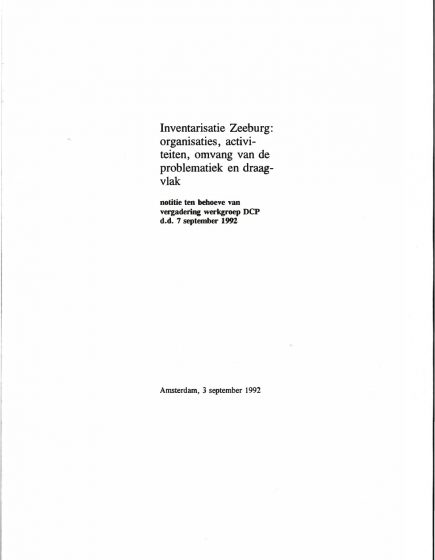 Inventarisatie Zeeburg: organisaties, activiteiten, omvang van de problematiek en draagvlak – Inventarisatie Zeeburg: organisaties, activiteiten, omvang van de problematiek en draagvlak