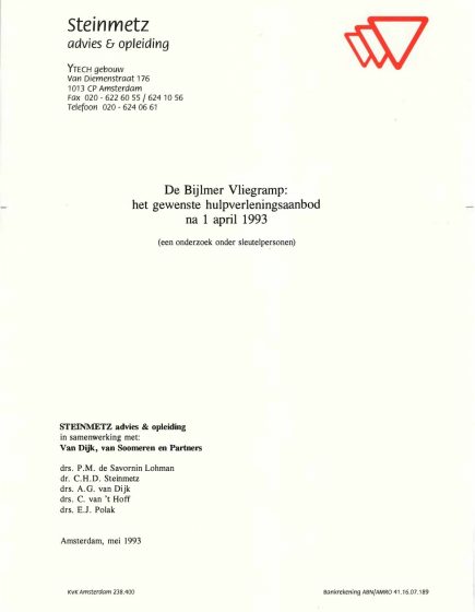 De Bijlmer Vliegramp: het gewenste hulpverleningsaanbod na 1 april 1993 (een onderzoek onder sleutelpersonen)