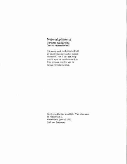 Netwerkplanning cursus recherchechefs – Netwerkplanning Cursisten naslagwerk: cursus recherchechefs