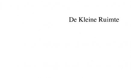 De Kleine Ruimte; Een programma van eisen voor de inrichting van de openbare ruimte in een nieuwe woonwijk – De Kleine Ruimte; Een programma van eisen voor de inrichting van de openbare ruimte in een nieuwe woonwijk