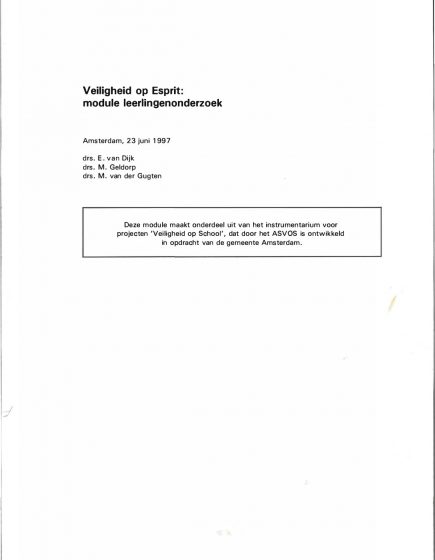Veiligheid op Esprit: module leerlingenonderzoek – Veiligheid op Esprit: module leerlingenonderzoek