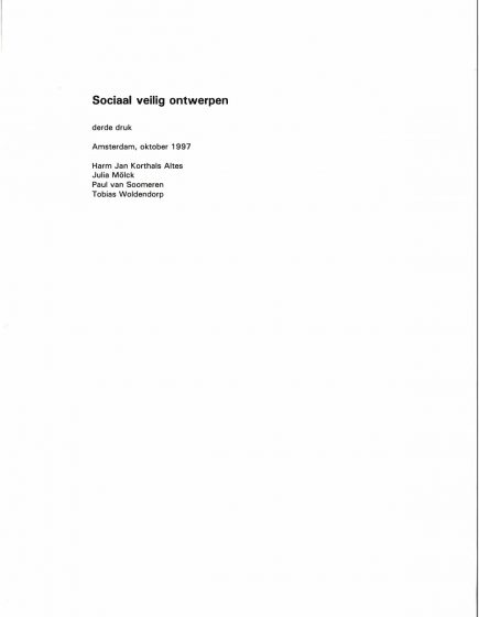 Sociaal Veilig Ontwerpen. – Sociaal Veilig Ontwerpen