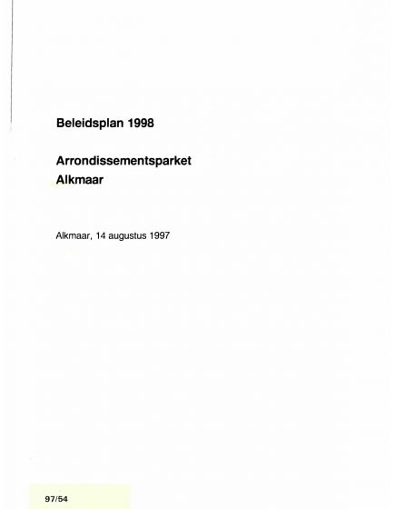Beleidsplan 1988, Arrondissementsparket Alkmaar. – Beleidsplan 1988, Arrondissementsparket Alkmaar.