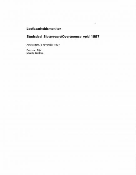 Leefbaarheidsmonitor Stadsdeel Slotervaart/Overtoomse veld 1997 – Leefbaarheidsmonitor Stadsdeel Slotervaart/Overtoomse veld 1997