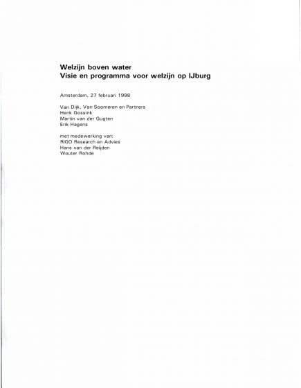 Welzijn boven water. Visie en programma voor welzijn op IJburg – Welzijn boven water. Visie en programma voor welzijn op IJburg