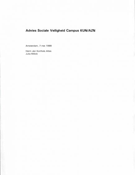 Advies sociale veiligheid campus KUN/AZN – Advies sociale veiligheid campus KUN/AZN