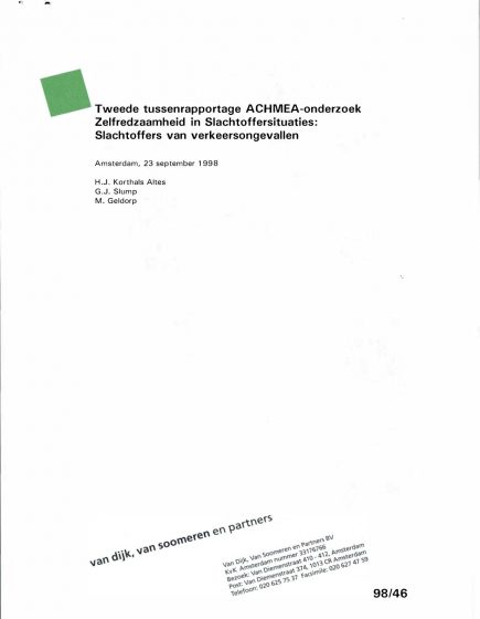Tweede tussenrapportage ACHMEA onderzoek zelfredzaamheidin slachoffersituaties: Slachtoffers van verkeersongevallen. – Tweede tussenrapportage ACHMEA onderzoek zelfredzaamheidin slachoffersituaties: Slachtoffers van verkeersongevallen.