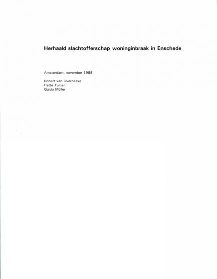 Herhaald slachtofferschap woninginbraak in Enschede. – Herhaald slachtofferschap woninginbraak in Enschede.