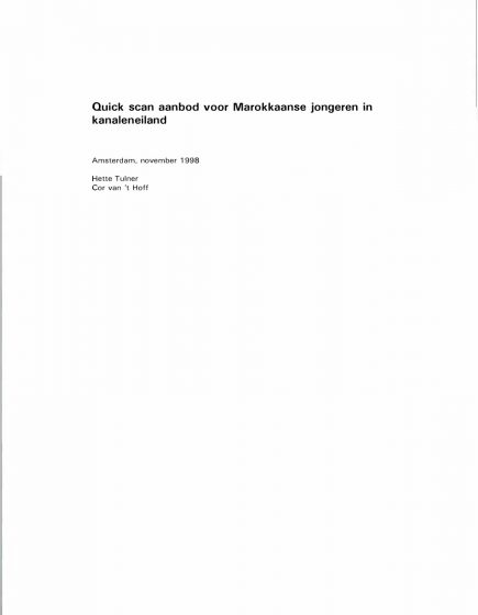 Quick scan aanbod voor Marokkaanse jongeren in Kanaleneiland. – Quick scan aanbod voor Marokkaanse jongeren in Kanaleneiland.