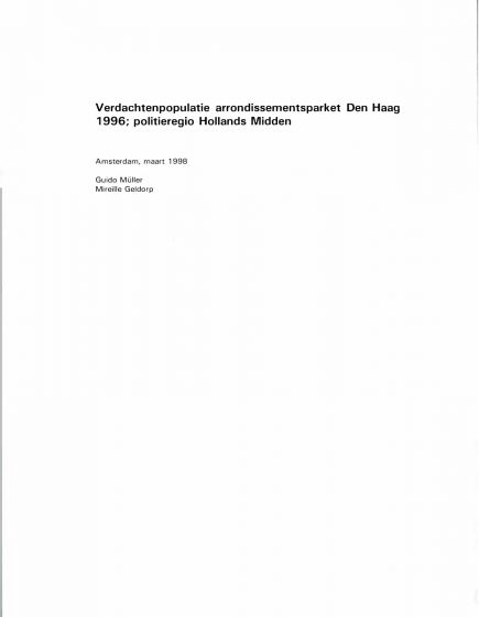 Verdachtenpopulatie arrondissementsparket Den Haag 1996. Politieregio Hollands Midden. – Verdachtenpopulatie arrondissementsparket Den Haag 1996. Politieregio Hollands Midden.
