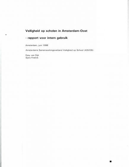 ASVOS/VIOS schoolveiligheid Amsterdam – Veiligheid op scholen in Amsterdam-Oost